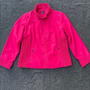 ZOE D. Fuschia Pink Ruffle Rain Jacket Full Zip LS